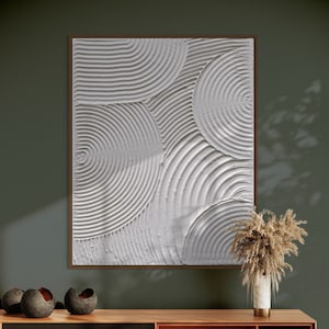 Large Circle Minimalist Wall Art | Plaster Art | White Textured Spackle Artwork | Structure Abstract Painting | Interior Decor Abstraction