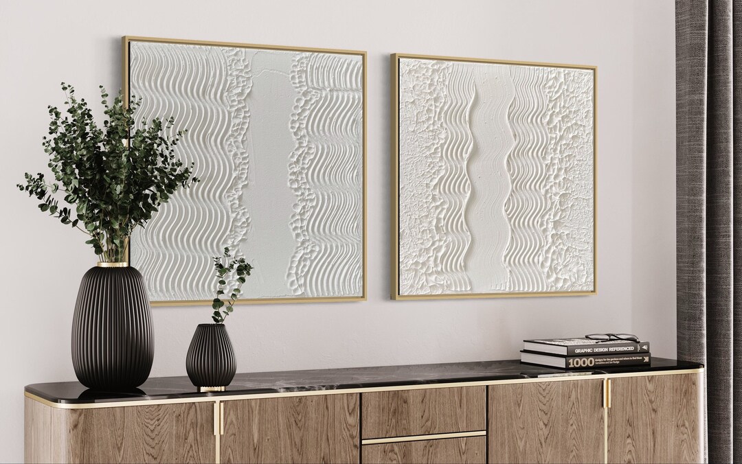 Textured Plaster Wall Art Set | Modern Minimalist 3D Painting - Etsy UK