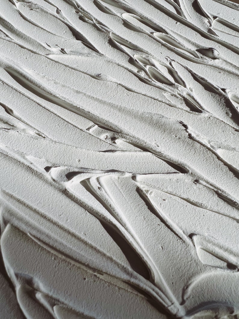 Seeblumen Weiß Minimalistische Wandkunst 2er Set Gips Kunstwerke Matte Strukturierte Struktur Abstrakte Gemälde Wohndekor Großes Wandbild Bild 9