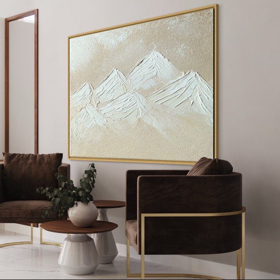 Beige Mountains Abstract Wall Original Painting Neutral Decor Canvas Textured - Wall Structure Etsy Decor Modern Minimalist Art 3D Home