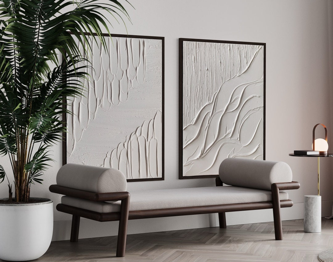 White Modern Minimalist Wall Art Plaster Art Matte Textured Wall Art