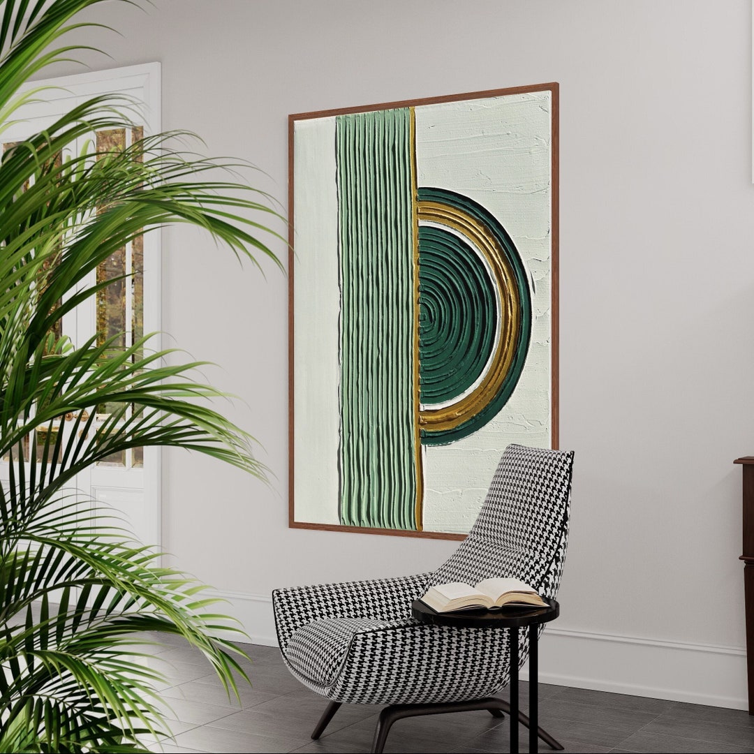 Minimalist Golden Wall Art Plaster Art Matte White Textured Canvas