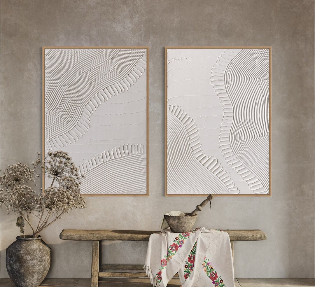 White Modern Minimalist Wall Art Plaster Art Matte Etsy