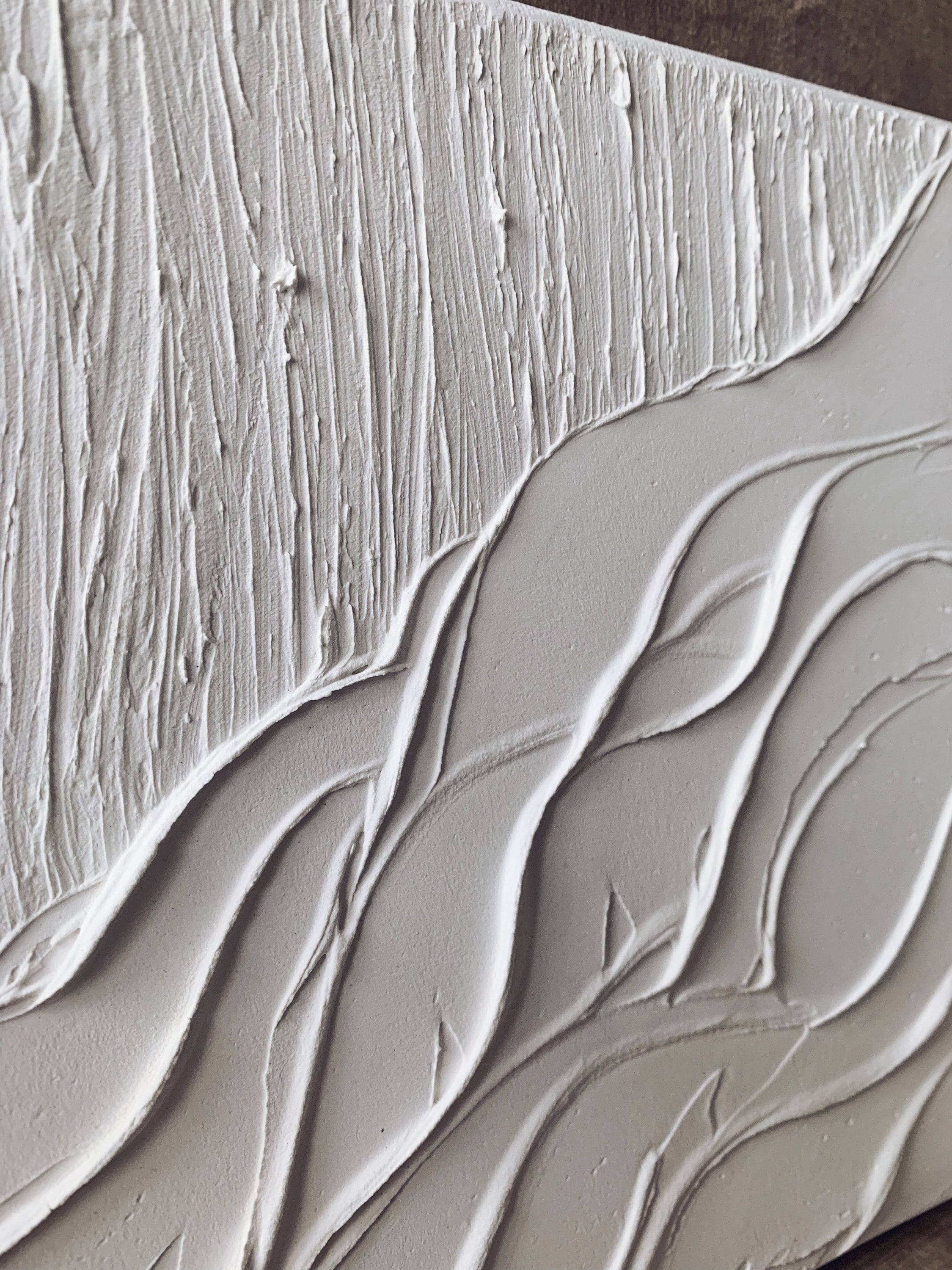Arte de pared minimalista AVALANCHE grande / Arte de yeso / Arte de pared  texturizado blanco mate / Arte de masilla / Pintura abstracta de estructura  / Arte de pared 3D -  España