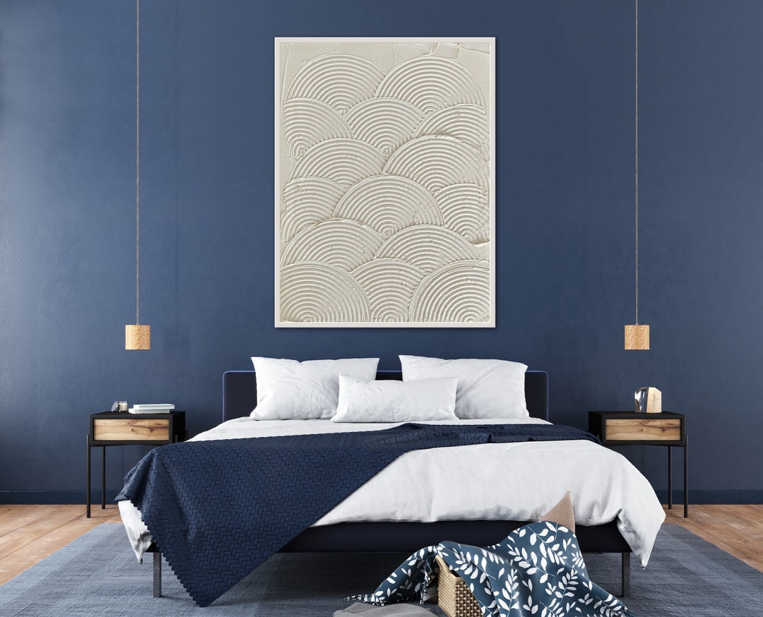 Large SHELLS Abstract Painting | Plaster Art | Matte Beige Textured ...