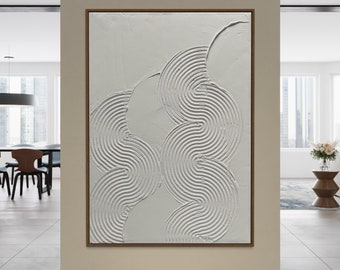 Curly Minimalist Wall Art | Plaster Art | Matte  white Textured Wall Art | Spackle  Art | Structure Abstract Painting | Black 3D Wall Art