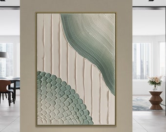 Große Grüne Ombre Minimalistische Wandkunst | Gips Kunst | Matt strukturierte Wandkunst | Spackle Kunst | Struktur Abstrakte Malerei | 3D Wandkunst