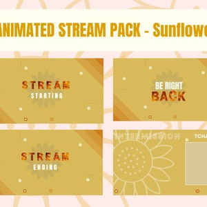 ひまわり、Twitch YouTube ストリーム用の花のオーバーレイ、アニメーション オーバーレイ、黄色のオーバーレイ