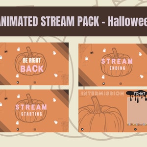 Animated Twitch Stream Package Overlay / Pumpkin halloween Cozy  animated overlay twitch streamer/ stream asset