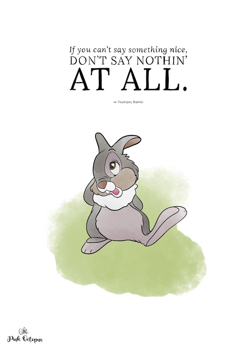 If You Cant Say Somethin Nice. Thumper Bambi Art Print Etsy
