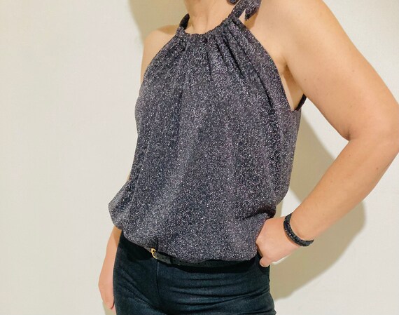 Blusa halter cuello babero hotsell