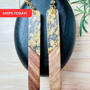 Boho Chic: Oak and Resin Studded Earrings - Perfect for Mother's Day or Anniversaries!