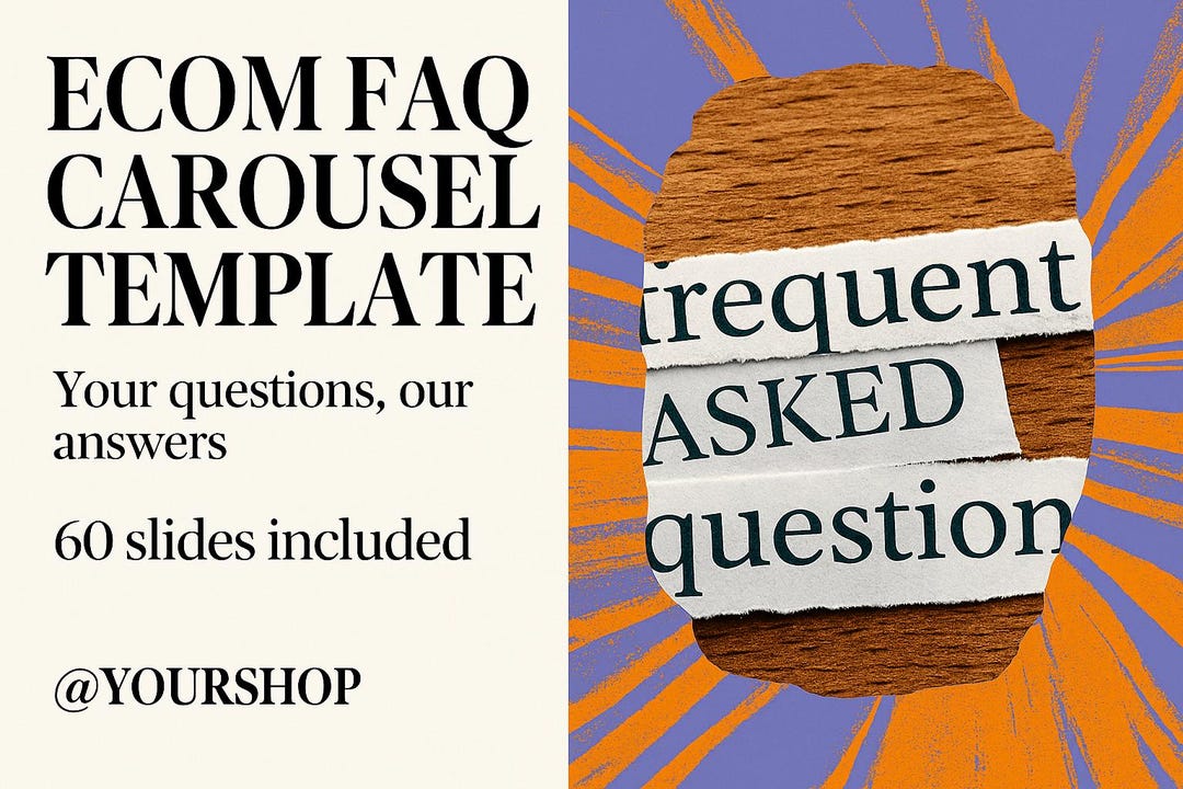 Simple Easy Faq Carousel Design Ecom FAQ Canva Carousel Templates 60 Editable Q&A Slides for Etsy ...