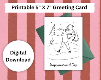 Happiness and Joy Reindeer Holiday Card- Digital Download
