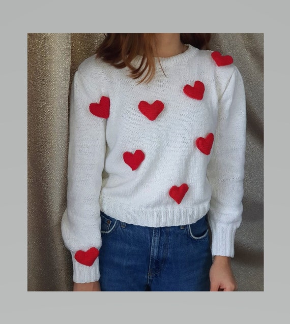 3D Red Heart Sweater , Knit Sweater, Valentine's Day, Gift for