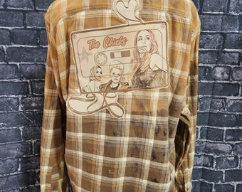 Camiseta para amantes de la música, inspirada en The Chicks, con estampado de casete de franela desgastada y lista para conciertos.