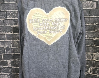 Franela personalizada "Llena tu papel con los latidos de tu corazón" estilo bohemio hippie