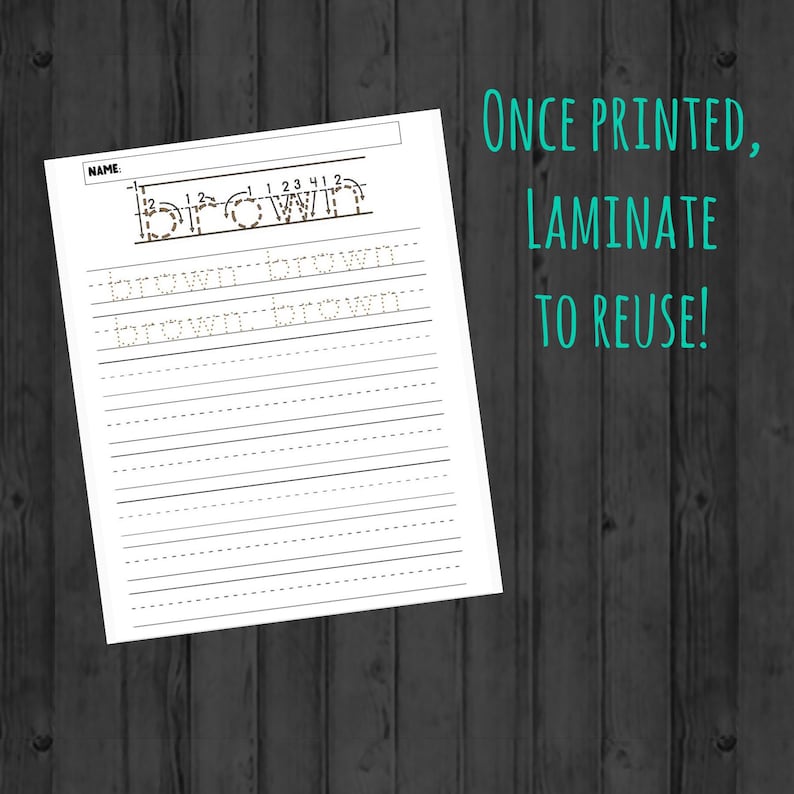 COLOR NAME TRACING Printable Etsy