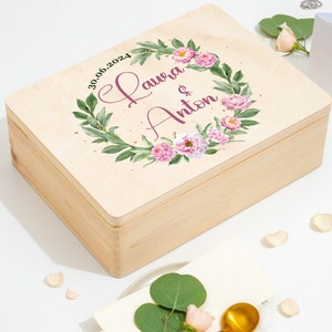 Erinnerungskiste Hochzeit Personalisiert | Hochzeitsgeschenk für Eheleute paare und Trauzeugen | Andenken Brautpaar | Geschenk Verlobung