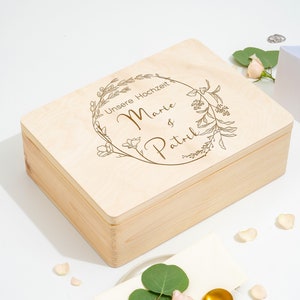 Schöner Blumenkranz mit Namen und Hochzeitstag und schöner Spruch | Hochzeitsgeschenk für Eheleute paare und Trauzeugen | Andenken Brautpaar
