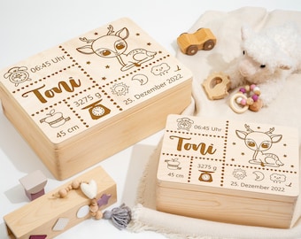 Erinnerungskiste Baby, Erinnerungsbox Personalisiert, Taufgeschenk für Jungen und Mädchen, Babygeschenk, Geschenk Taufe Geburt, Geschenkidee