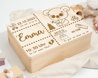 Memory box baby and child - Personalized memory box wooden box | Gift | Cute design with lots of details with birth dates
