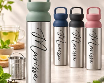Mepal Thermo Teebecher 500 ml personalisiert – Teeflasche mit Sieb, Kaffeebecher, Thermosflasche mit Name, Geschenk für Teeliebhaber