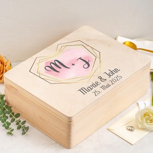 Gepersonaliseerde huwelijksherinneringsdoos | Huwelijkscadeau voor echtparen en getuigen | souvenir bruid en bruidegom | verlovingscadeau