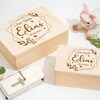 OUNONA Baby Erinnerungsbox Aus Holz - Aufbewahrung Für Nabelschnur, Haare & Milchzähne 8x8x3,5cm