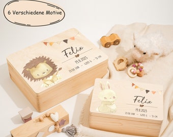 Erinnerungskiste Baby, Erinnerungsbox Personalisiert, Taufgeschenk für Jungen und Mädchen, Babygeschenk, Geschenk Taufe Geburt, Geschenkidee