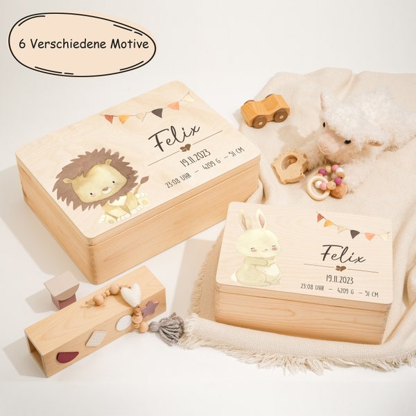 Erinnerungskiste Baby, Erinnerungsbox Personalisiert, Taufgeschenk für Jungen und Mädchen, Babygeschenk, Geschenk Taufe Geburt, Geschenkidee