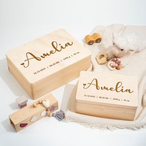 Caja de recuerdos para bebés | Caja de recuerdos de madera personalizable | Regalo de nacimiento | Regalo de bautismo | Caja de madera para un cumpleaños | caja de madera