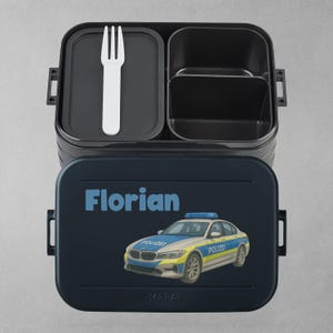 Personalized lunch box with police car motif - Mepal Bento lunch box for daycare and school - Gift for daycare start or school enrollment