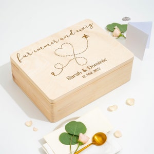 Scatola dei ricordi di matrimonio personalizzata | Regalo di nozze per coppie sposate, testimoni dello sposo Sposi ricordi | Viaggio Viaggio Volo