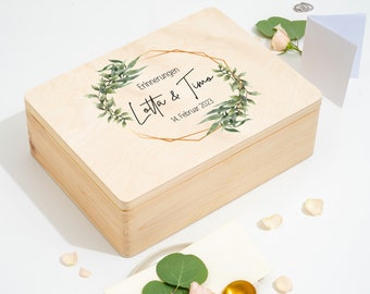 Erinnerungskiste Hochzeit Personalisiert | Hochzeitsgeschenk für Eheleute Pärchen Trauzeugen | Andenken Brautpaar | Goldener Blumenkranz