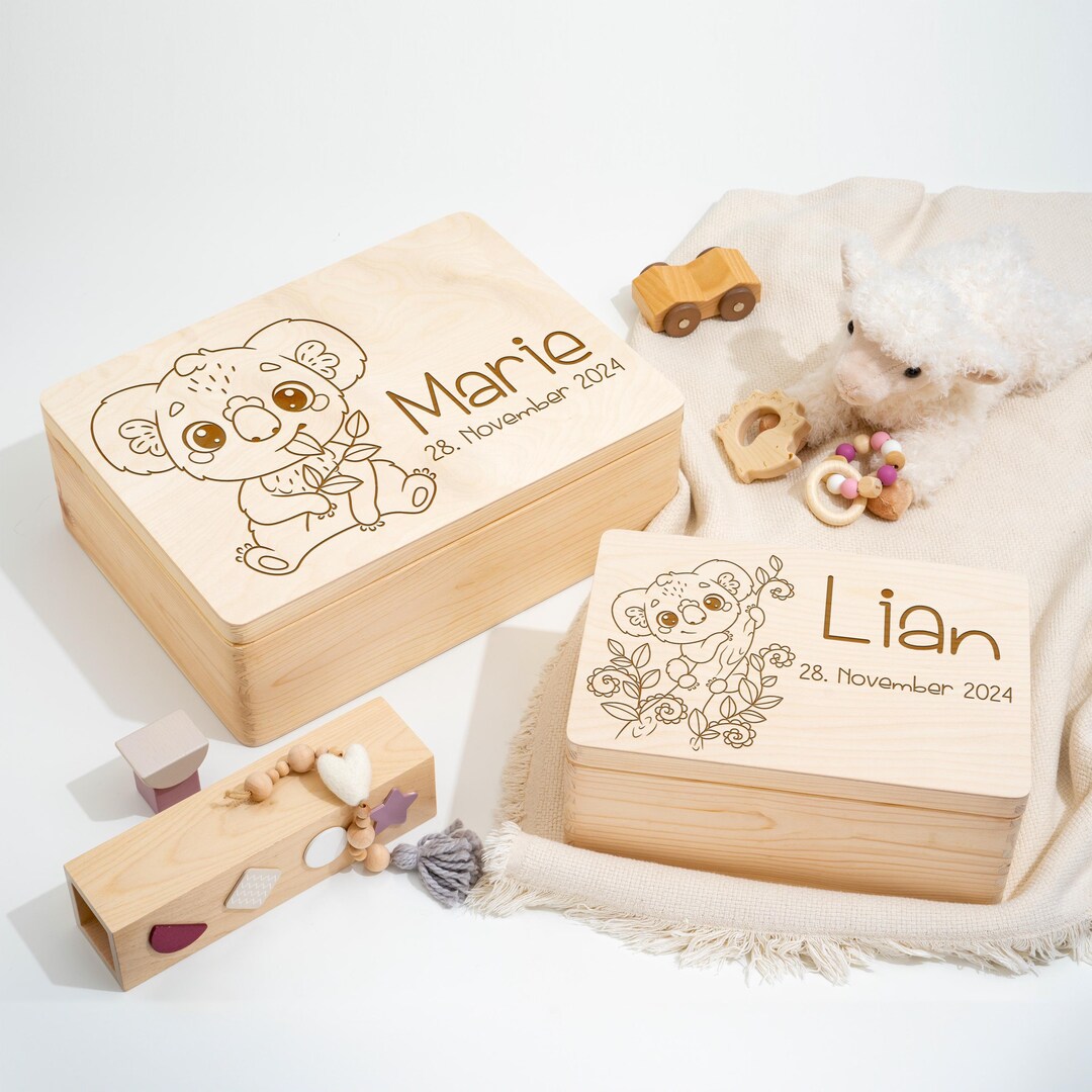2 Cute Koalas | Engraved Baby and Child Memory Box | Wooden Memory Box ...