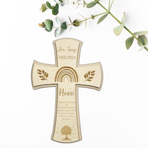 Gepersonaliseerde doop kruis doop geschenk kruis voor doop bevestiging communie bevestiging muur kruis cadeau idee voor jongen + meisje houten kruis