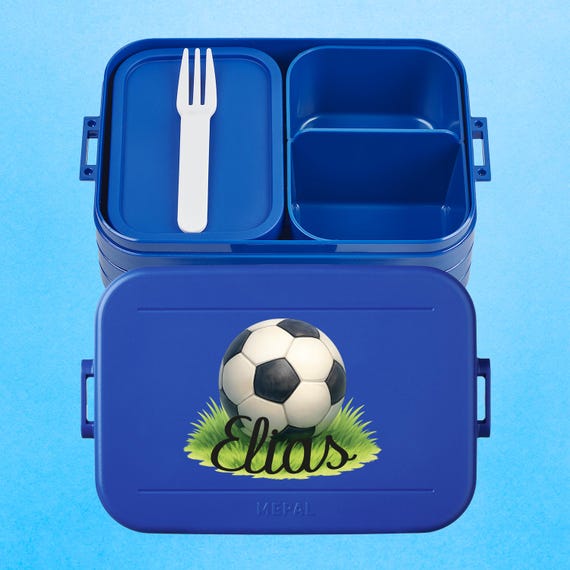 Personalisierte Brotdose - Mepal Bento Lunchbox Für Kita Und Schule - Geschenk Kitastart Oder Einschulung | Cooles Fußball Motiv Mit Name