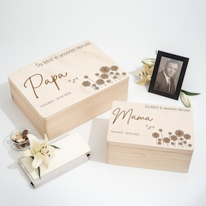 Boîte de deuil personnalisée | Boîte à souvenirs | En souvenir d'un membre bien-aimé de la famille | Tu vis dans nos cœurs | Grand-mère, grand-père, papa, maman