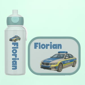Personalized Mepal Bento lunch box with police car | Lunch box with compartments | Gift for school enrollment + daycare start | Lunch box for school and daycare