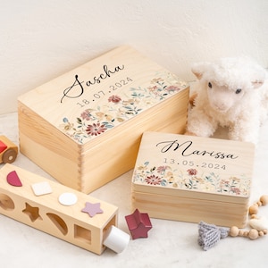 Caja de recuerdos de bebé Caja de recuerdos personalizada, caja de recuerdos de bebé, regalo, regalo de bebé, nacimiento, caja de madera, regalo de bautismo