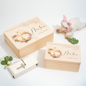 Regalo de bautizo para niños y niñas fabricado en madera | Caja de recuerdos de bautismo y nacimiento | Caja de recuerdos impresa caja de bautismo | Regalo padrino