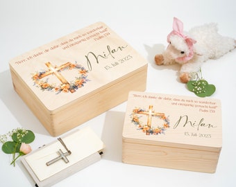 Baptism gift for boys and girls made of wood | Baptism and birth memory box | Printed keepsake box baptism box | Gift godfather