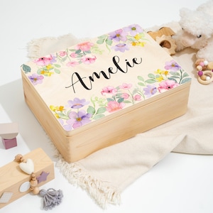Personalized memory box for your baby | Gift idea for a birth or christening gift | Memory box with a beautiful floral design