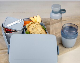 Brotdose Trinkflasche und Lunchpot - Geschenk Einschulung Kitastart | Mepal Lunchbox + Wasserflasche + Müslischale | Brotzeitbox mit Fächern