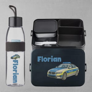 Personalized Mepal Bento Lunchbox Large with drinking bottle - Gift for kindergarten start - Lunch box water bottle with police car