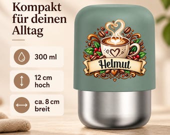 Kaffeebecher personalisiert mit Namen | Mepal Ellipse 300 ml | Coffee to go Becher | Geschenk für Kaffeeliebhaber | Thermobecher