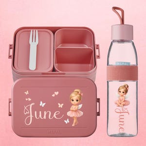 Personalized lunch box and bottle from Mepal | Lunch box with compartments | School enrollment gift | Cute ballerina dancer for girls