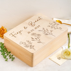 Erinnerungskiste Hochzeit Personalisiert | Hochzeitsgeschenk für Eheleute paare und Trauzeugen | Andenken Brautpaar | Geschenk Verlobung