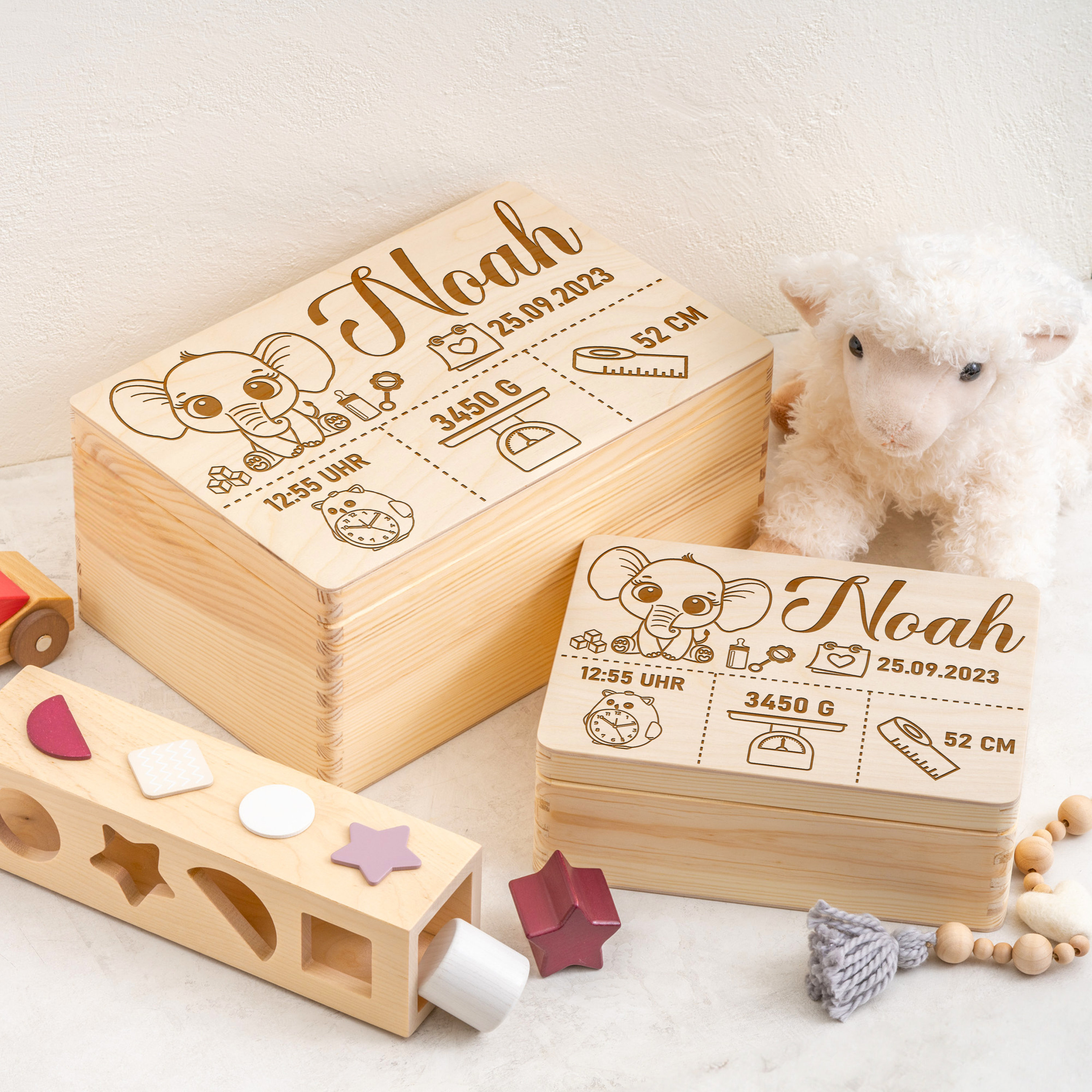 Scatola Ricordi Nozze Personalizzata In Legno - 40x30x14cm Con Incisione Nomi, Regalo Sposi Bianco - Foto 6